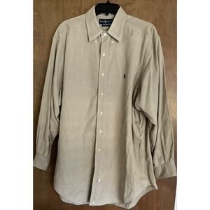 Ralph Lauren Men's Clasic Fit Beige Long Sleeve Button-Down Shirt XL 100% Cotton